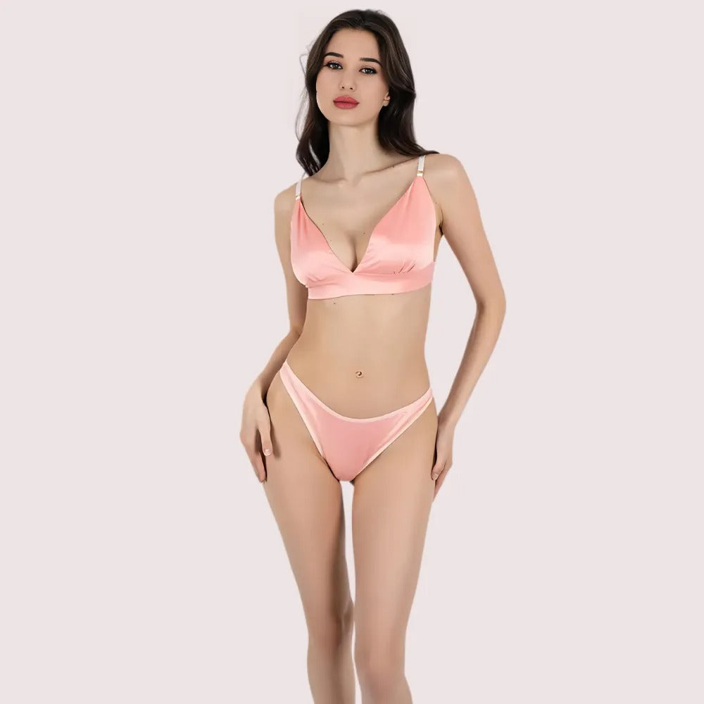 Lightweight Pure Silk Bra Set for Comfort
