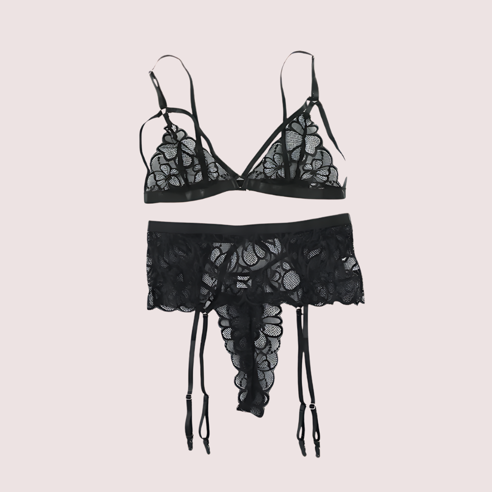 Sensual Lace Garter Belt Lingerie Matching Set